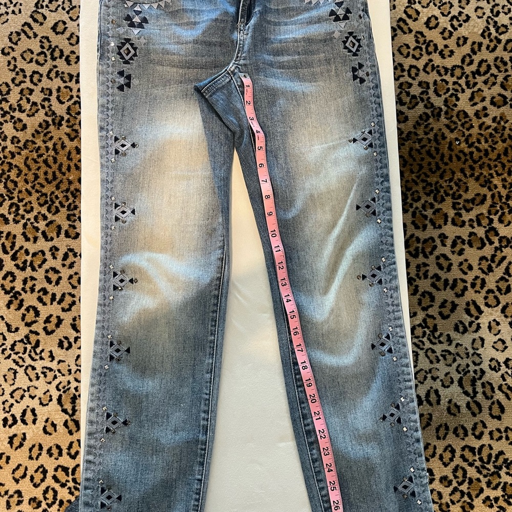 INC International Concepts Embellished Blue Jeans - Picture 2 of 2